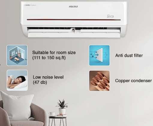 Voltas 1.5 Ton 3 Star, Inverter Split AC(Copper, 4-in-1 Adjustable Mode, Anti-dust Filter, 2023 Model, 183V Vectra Prism, White) - Image 3